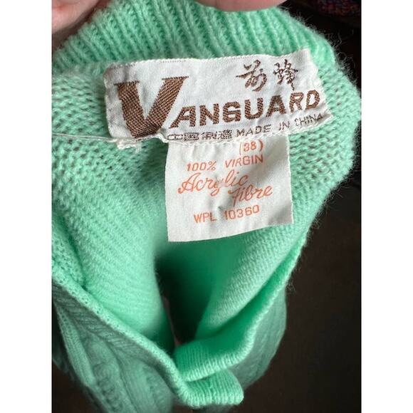 cardigan sweater cabled mint green vintage 1950s - Picture 4 of 10